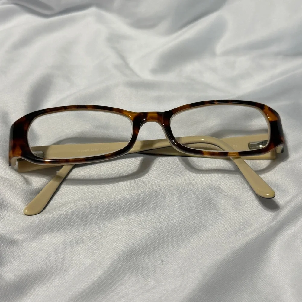 Huveli Milano‎ Eyeglasses Womens 47-16-135 Brown Tortoise Shell Beige Rectangle